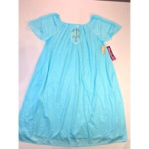 Glencraft Vintage Blue embroidered Nightgown pjs size Large NWT granny core BF